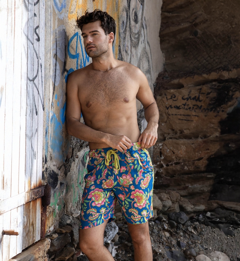 Short Salamina – azul – estampado floral / multicolor – tejido ligero – colección Shay – Miss June Paris – 4