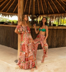 Liliana long dress - multicolor - bare shoulders - delicate ruffles - Miss June Paris - 4