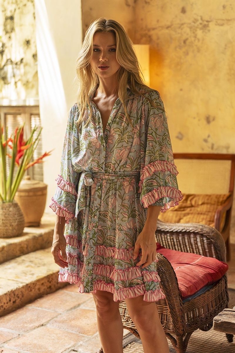 Vestido corto Fiorella - estampado bohemio-chic - Miss June Paris - 3