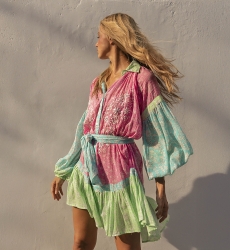 Vestido curto Olga - estampa floral - mangas longas - multicolorido - Miss June Paris - 2