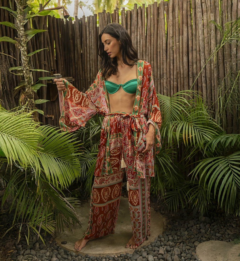 Jacinta pants - women's pants - fluid - paisley print - multicolor - Miss June Paris - 1