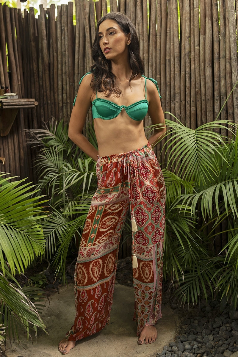 Calça Jacinta - calça feminina - fluida - estampa de cashmere - multicolorida - Miss June Paris - 2