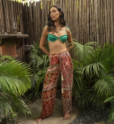 Calça Jacinta - calça feminina - fluida - estampa de cashmere - multicolorida - Miss June Paris - 2