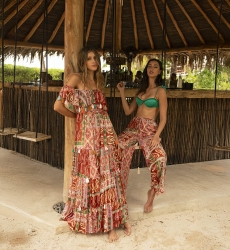 Calça Jacinta - calça feminina - fluida - estampa de cashmere - multicolorida - Miss June Paris - 3