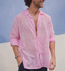Camisa Salento – rosa – estampa floral branca – mangas longas – tecido leve – coleção Shay – Miss June Paris – 3