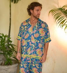 Short-Sleeve Shirt Lorica – blue – floral / multicolor print – lightweight fabric – Shay collection – Miss June Paris – 1