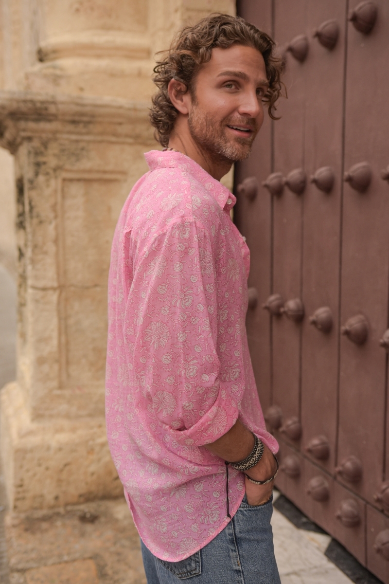 Camisa Florencia – rosa – estampa branca delicada – mangas compridas – tecido leve – coleção Shay – Miss June Paris – 6