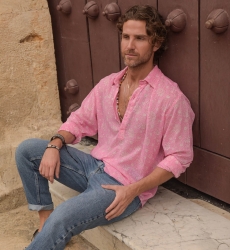 Camisa Florencia – rosa – delicado estampado blanco – mangas largas – tejido ligero – colección Shay – Miss June Paris – 5