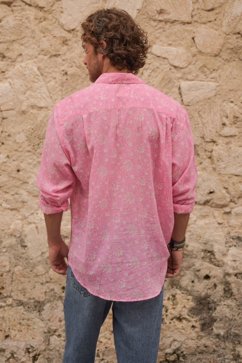 Shirt Florencia – pink – delicate white print – long sleeves – lightweight fabric – Shay collection – Miss June Paris – 7