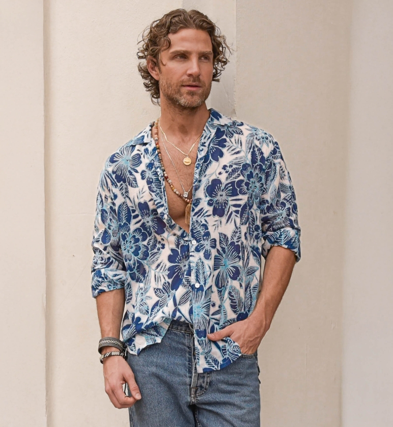 Camisa Barranquilla – branco/azul – estampa floral – manga comprida – coleção Shay – Miss June Paris – 3