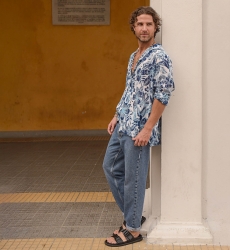 Barranquilla Shirt – white/blue – floral print – long sleeve – Shay collection – Miss June Paris – 2