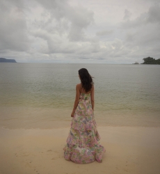 Long Dress Ingrid: multicolor - floral print - straps - one size M/L - fluid ruffles - Miss June Paris - 4