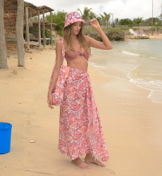 Pareo La Plage - orange and purple motifs - Miss June Paris - 2