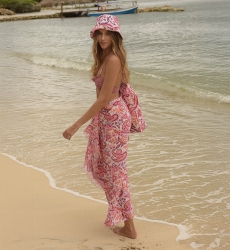 Pareo La Plage - orange and purple motifs - Miss June Paris - 3