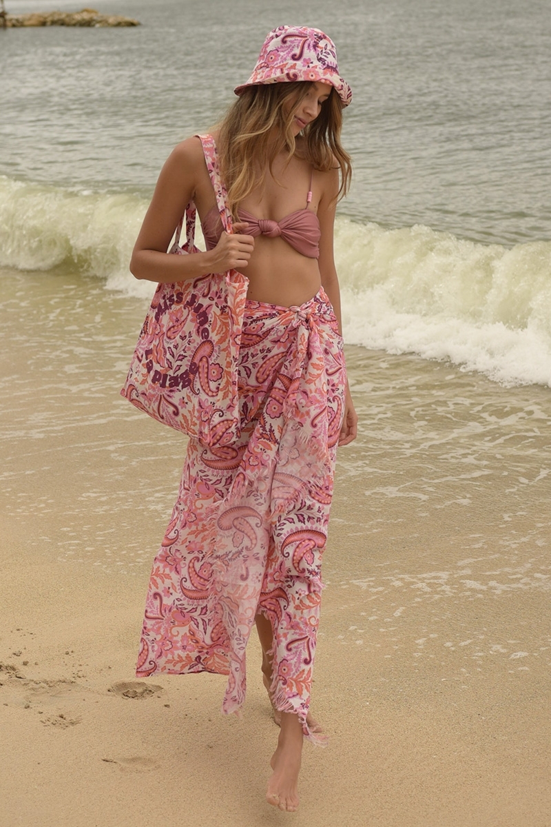 Pareo La Plage - orange and purple motifs - Miss June Paris - 1