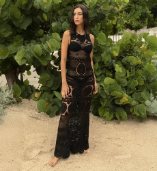 Vestido Largo Angel - Negro - De Ganchillo - Mangas Cortas - Espalda Descubierta - Bohemio - Miss June Paris - 1