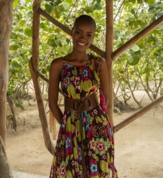 Vestido longo ASTOR: marrom - floral boho - alças finas - Miss June Paris - 1