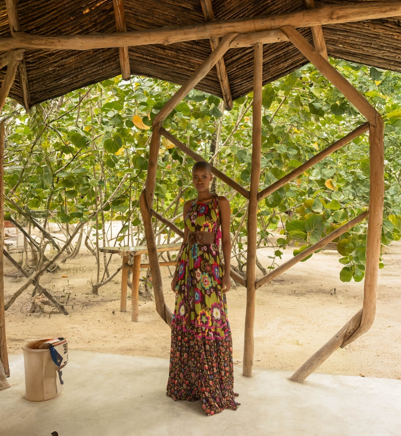 Vestido largo ASTOR: marrón - floral bohemio - tirantes finos - Miss June Paris - 2