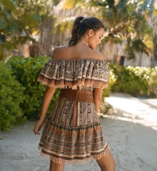 Vestido curto Shiloh - marrom - lantejoulas bordadas - Miss June Paris - 3