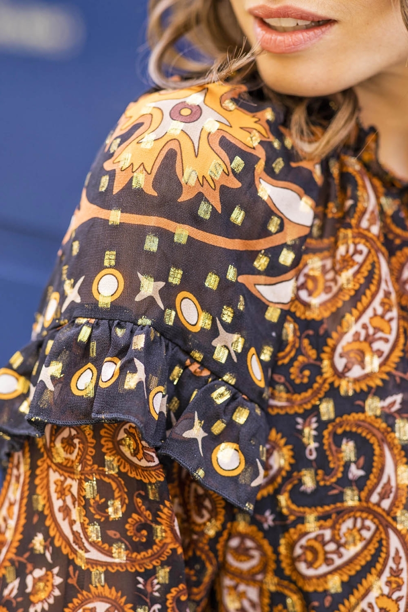 Blusa Regina - motif paisley - tissu fluide - Miss June Paris - 5