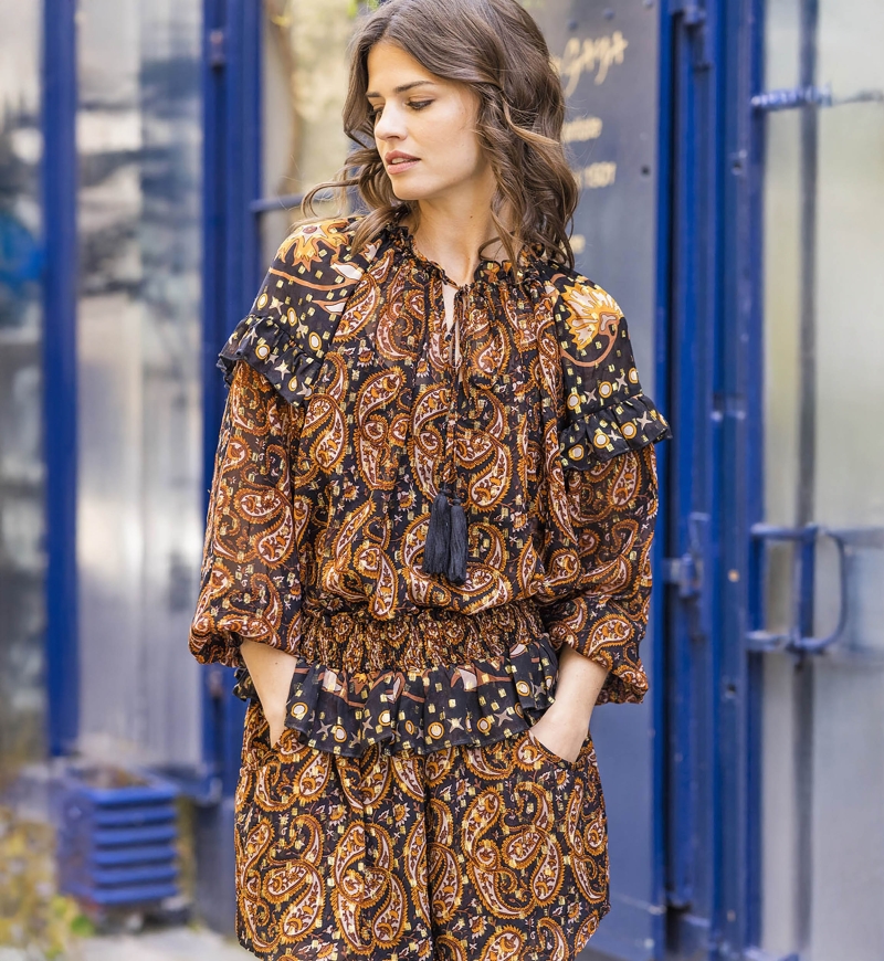 Regina blouse - paisley - flowing fabric - Miss June Paris - 4