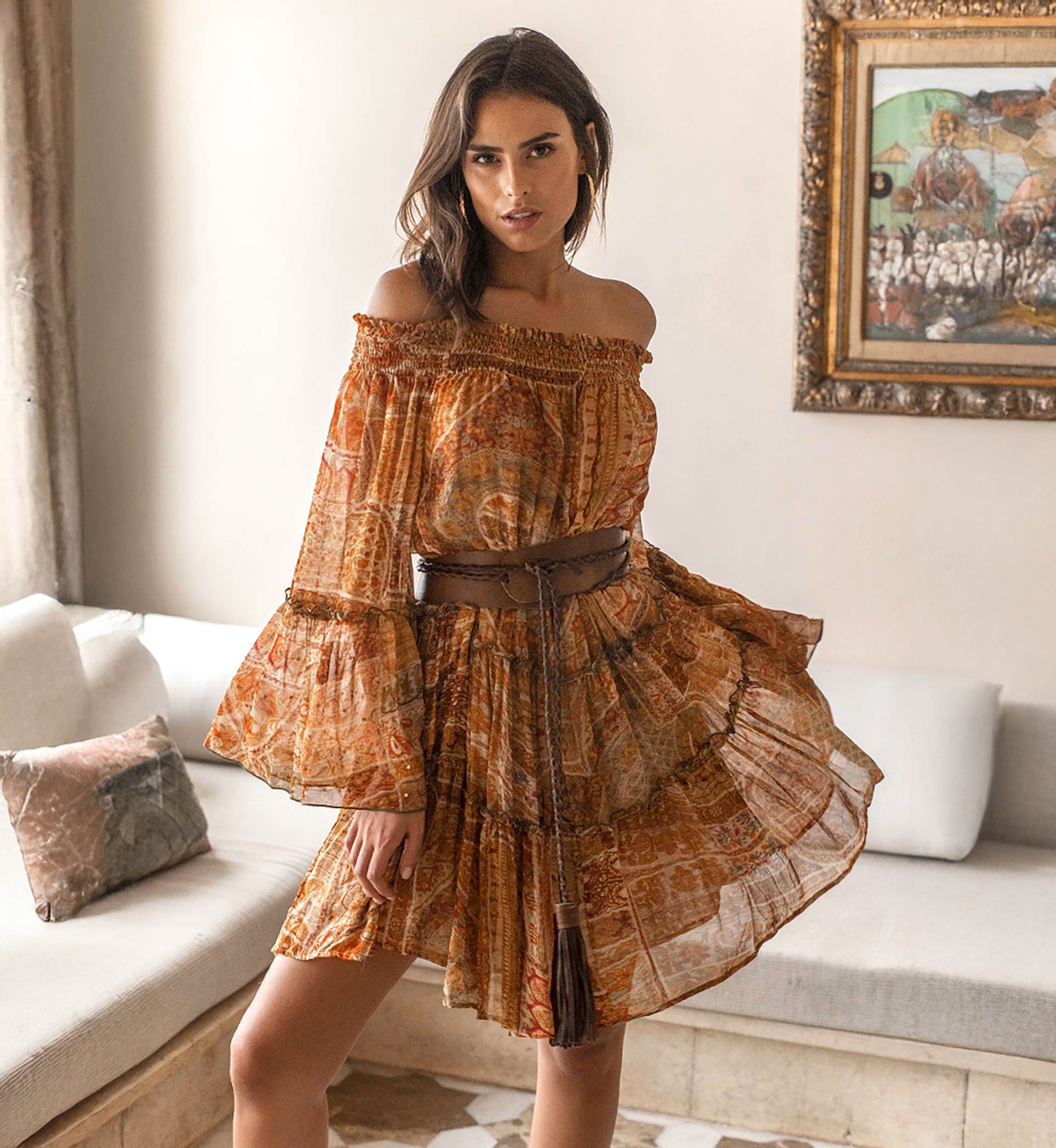 Vestido curto Magdalena - estilo boêmio feminino - Miss June Paris - 1