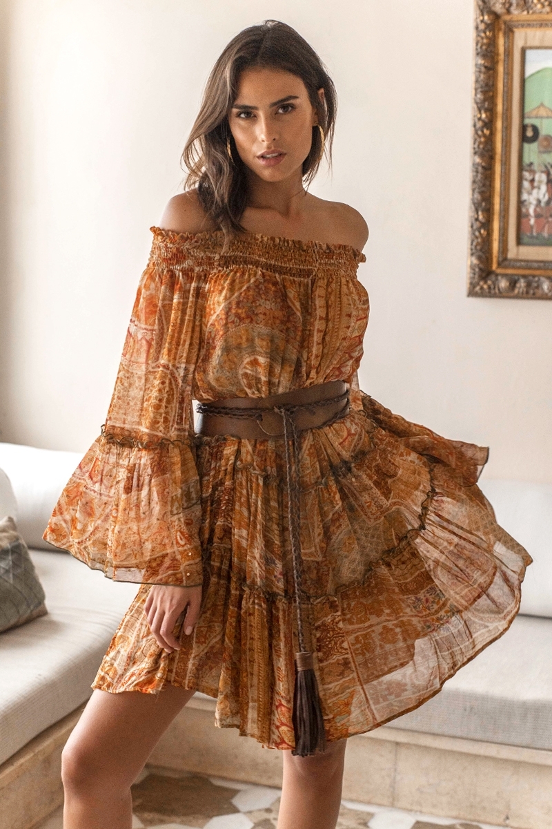 Vestido curto Magdalena - estilo boêmio feminino - Miss June Paris - 1