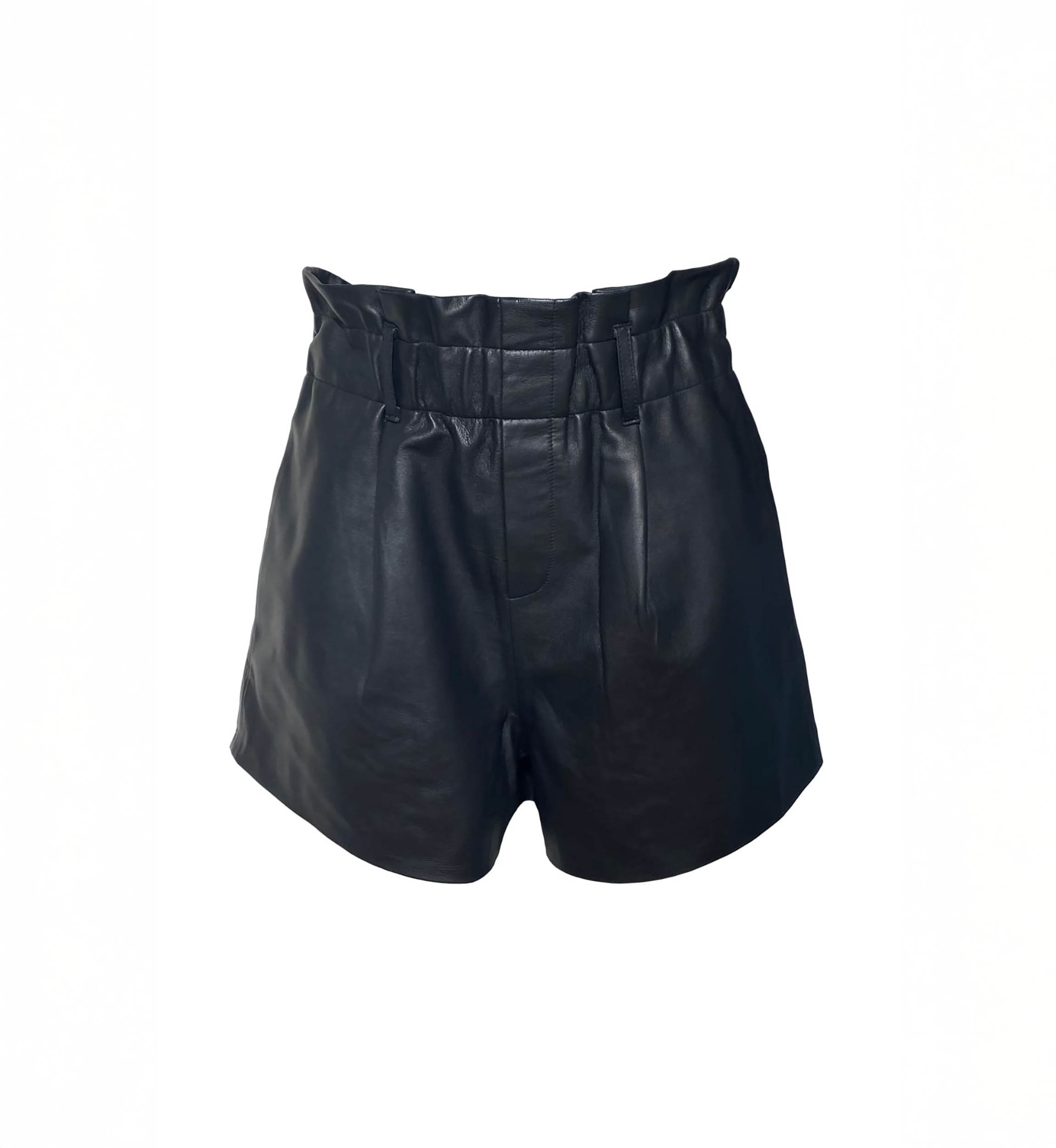 Shorts de couro preto Carla - Miss June Paris - 3