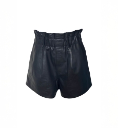 Shorts de couro preto Carla - Miss June Paris - 3