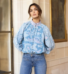 Vestido curto Clemence - padronagem paisley - botões prateados - 100% algodão - Miss June Paris - 1