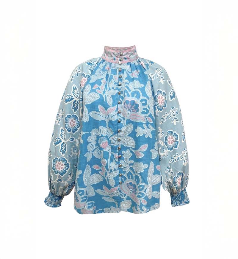 Vestido corto Clemence - estampado paisley - botones plateados - 100% algodón - Miss June Paris - 6