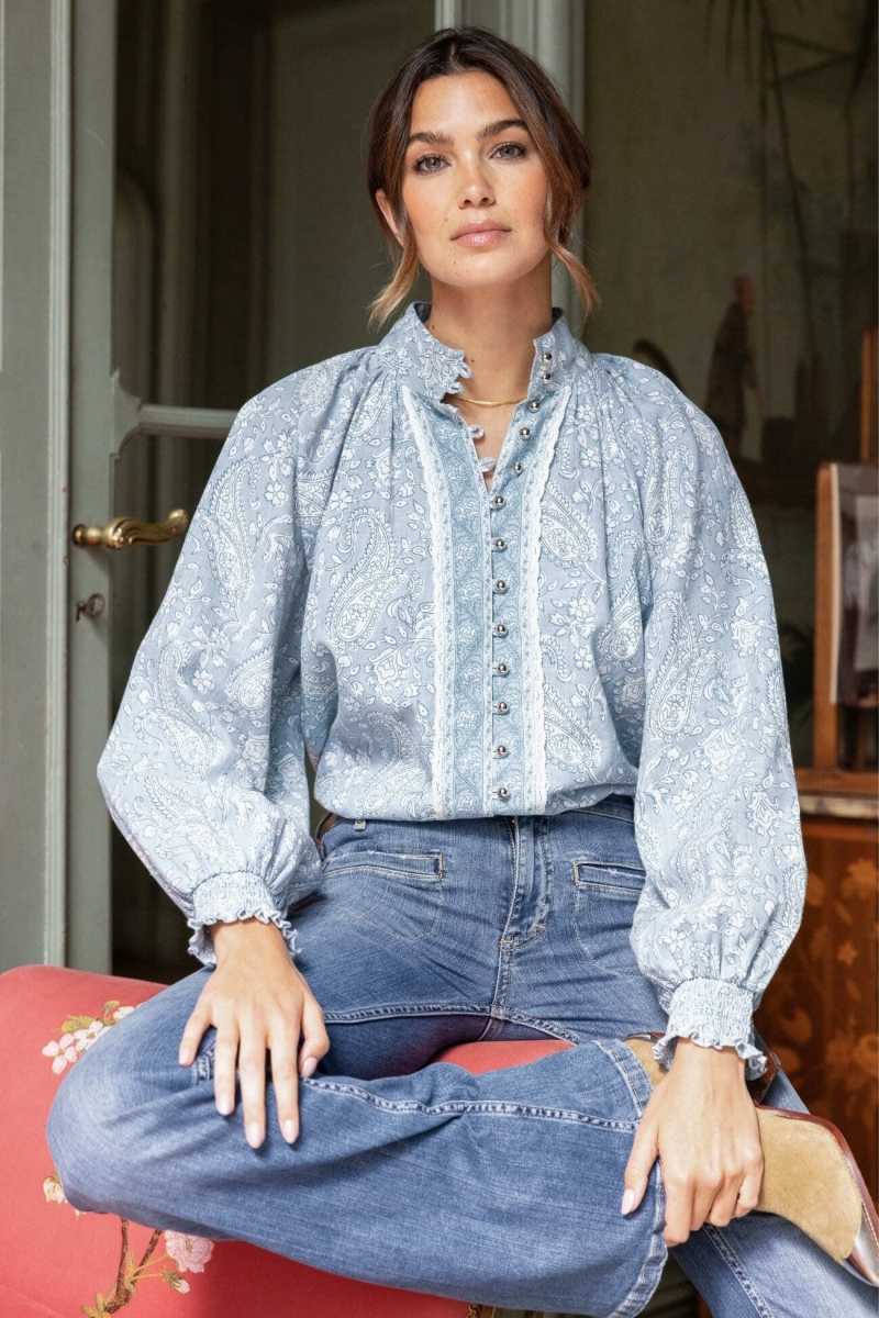 Camisa feminina Victoire - paisley - 100% algodão - Miss June Paris - 1