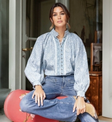 Camisa mujer Victoire - estampado cachemir - 100% algodón - Miss June Paris - 1