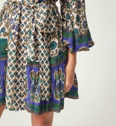 Vestido corto Charlotte - motivos verdes y beige - Miss June Paris - 5