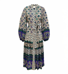 Vestido largo Eleonore - beige y verde - Miss June Paris - 6