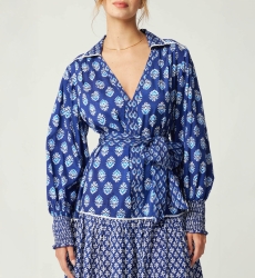 Vestido curto Alix - azul marinho - motivos brancos - Miss June Paris - 5