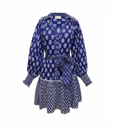 Vestido curto Alix - azul marinho - motivos brancos - Miss June Paris - 6