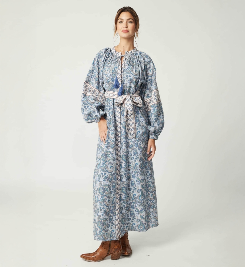 Kim long dress - 100% cotton - silvery buttons - Miss June Paris - 4