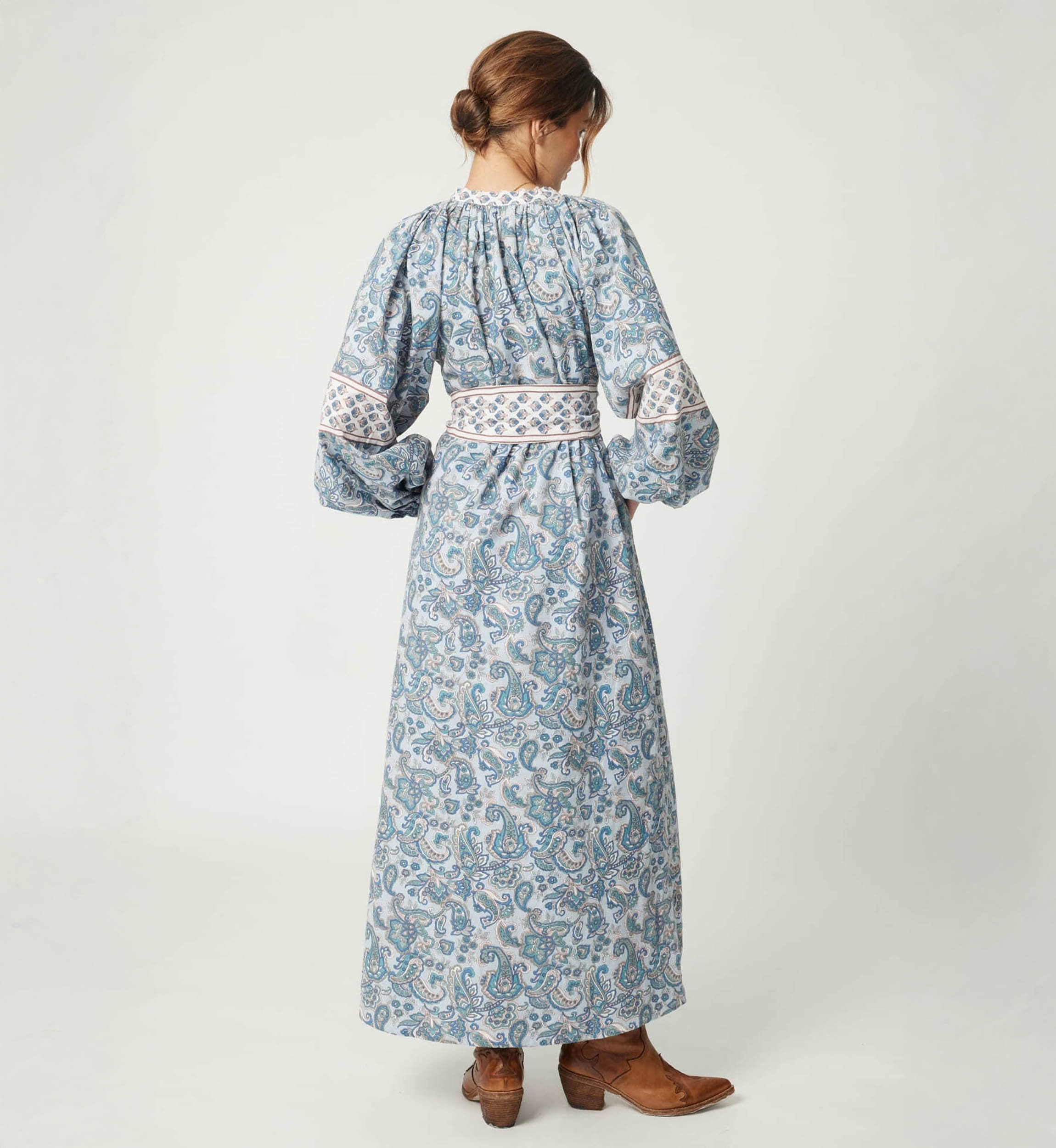 Kim long dress - 100% cotton - silvery buttons - Miss June Paris - 5