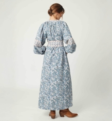 Vestido largo Kim - 100% algodón - botones plateados - Miss June Paris - 5