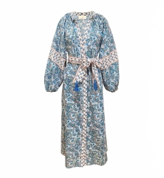 Vestido largo Kim - 100% algodón - botones plateados - Miss June Paris - 6