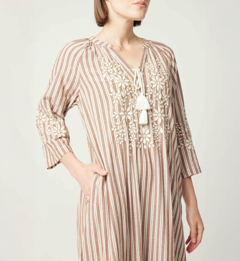 Vestido longo Solene - ajuste solto - 100% algodão - Miss June Paris - 5