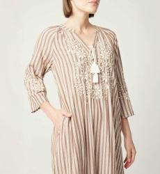 Vestido longo Solene - ajuste solto - 100% algodão - Miss June Paris - 5