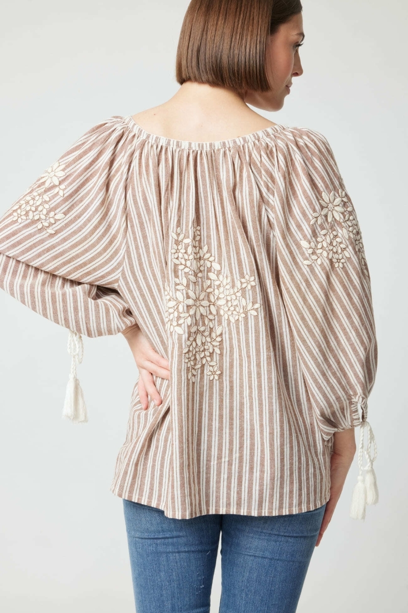 Axelle blouse - adorned with pompoms - cotton - Miss June Paris - 4