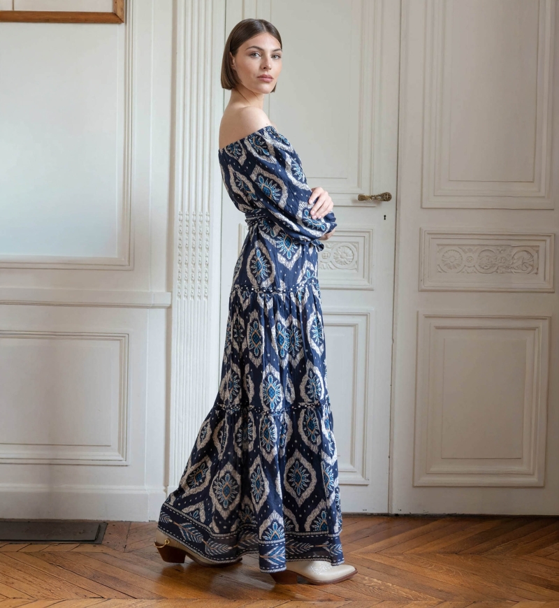 Lucille long dress - embroidered and flowing - Miss June Paris - 1