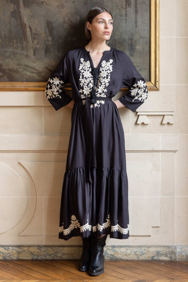 Vestido longo Louison - preto - Miss June Paris - 1