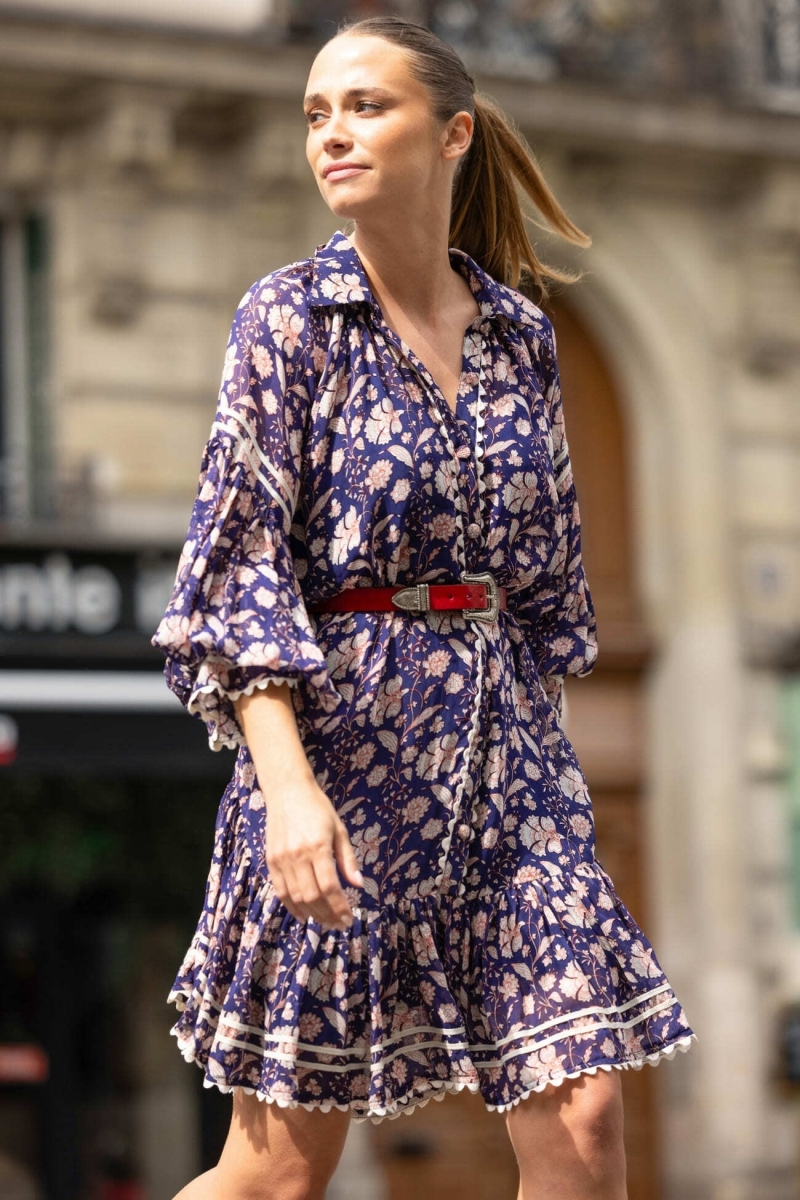 Vestido curto Léonie - estampa floral - Miss June Paris - 1