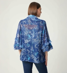 Camisa azul Ninon - estampas em azul e branco - Miss June Paris - 5