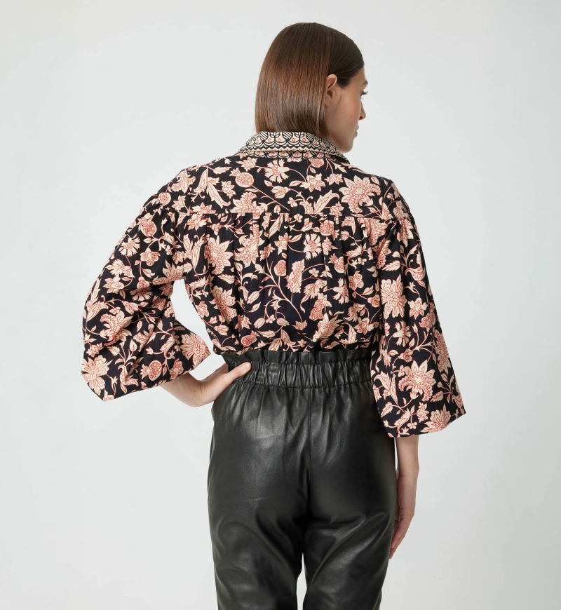 Camisa feminina algodão Éva - estampa floral - Miss June Paris - 4