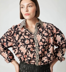 Camisa feminina algodão Éva - estampa floral - Miss June Paris - 5